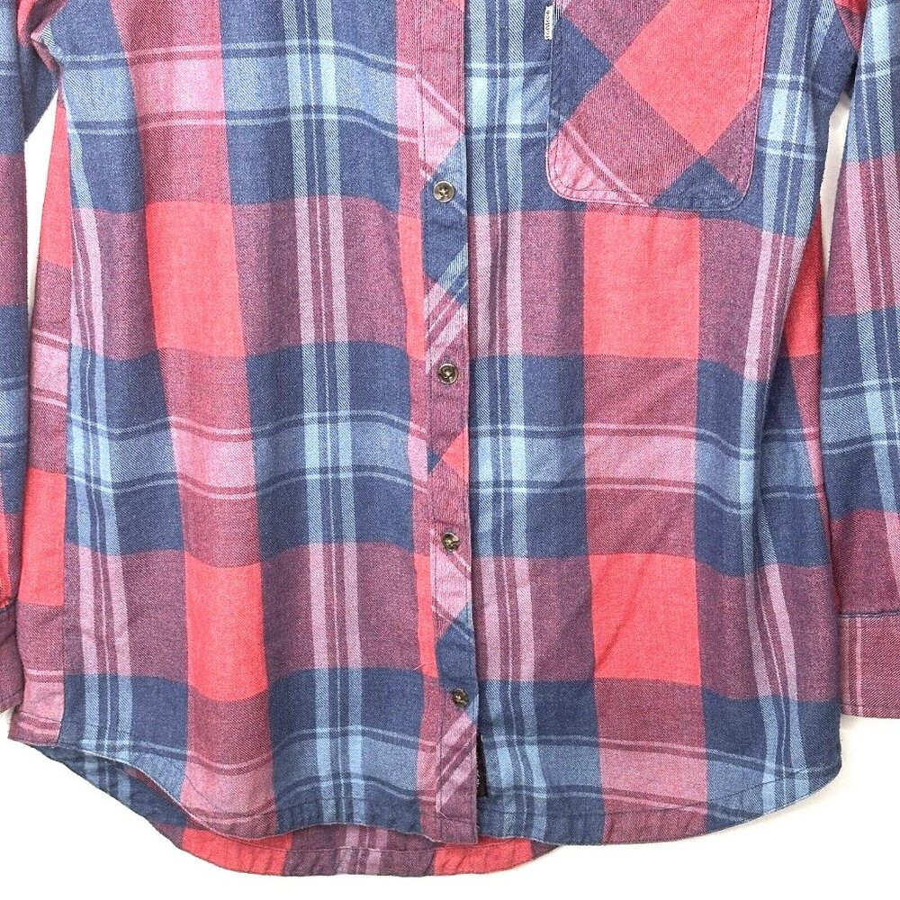 TenTree Womens Button Up Flannel Shirt Long Sleeve Red Blue Plaid Size Medium - Picture 4 of 15